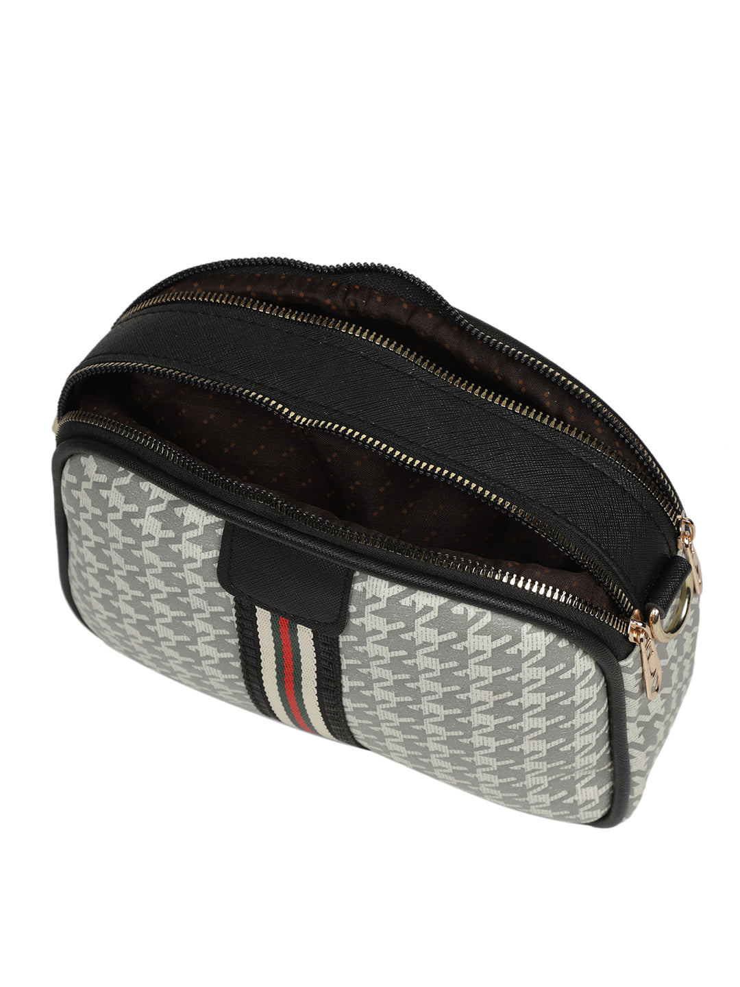 MINI WESST Grey Casual Checked Sling Bag(MWHB133GY)