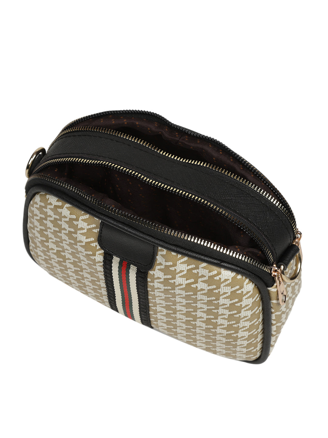 MINI WESST Beige Casual Checked Sling Bag(MWHB132BE)