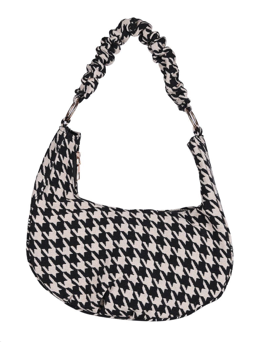 MINI WESST Black And White Graphic Hobo Bag(MWHB229PR)
