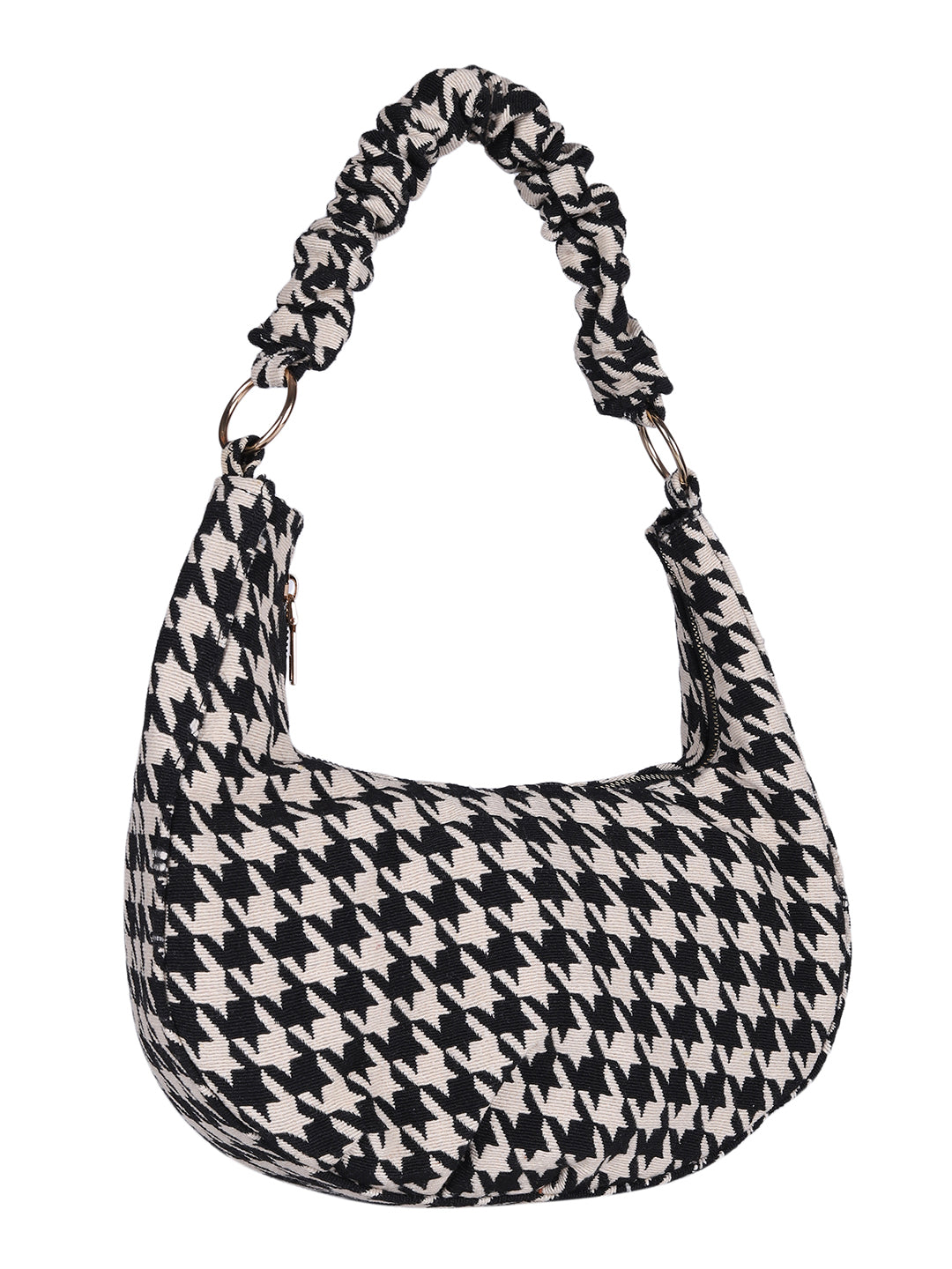 MINI WESST Black And White Graphic Hobo Bag(MWHB229PR)