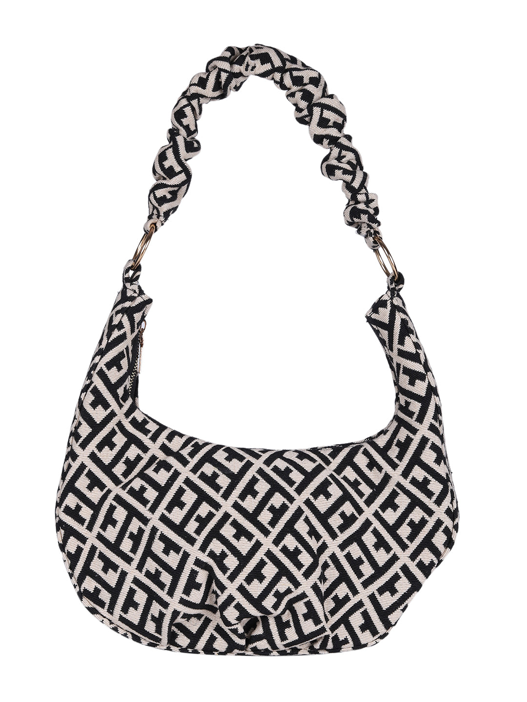 Black And White Graphic Hobo Bag