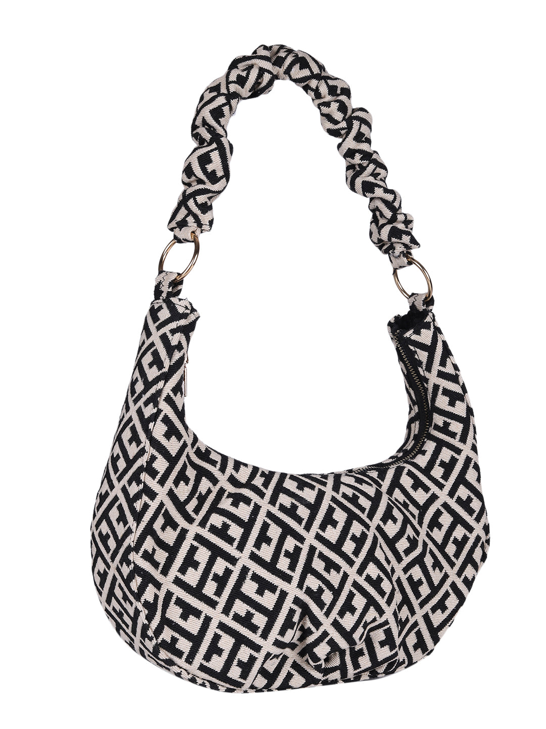 Black And White Graphic Hobo Bag