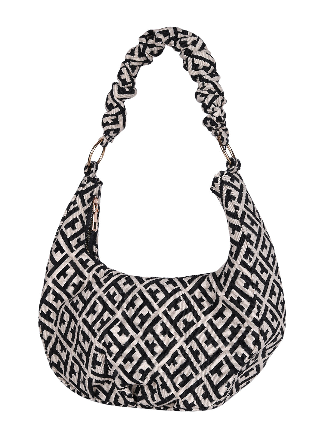 Black And White Graphic Hobo Bag