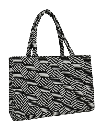 The Paris Totes MINI WESST Black Casual Geometric Tote Bag(MWTB049PR)