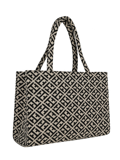 MINI WESST White Casual Graphic Printed Tote Bag(MWTB050PR)