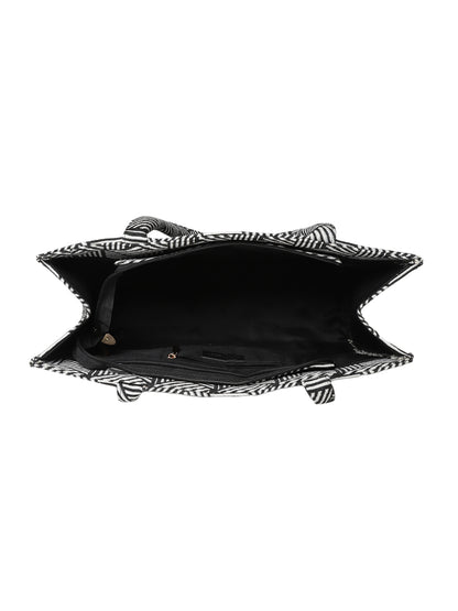 The Paris Totes MINI WESST Black Casual Geometric Tote Bag(MWTB049PR)