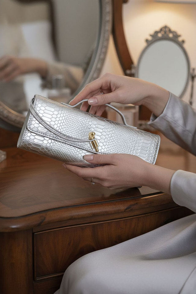 Elena Silver Clutch