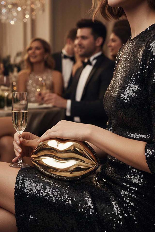 Mr. Lips Gold Clutch