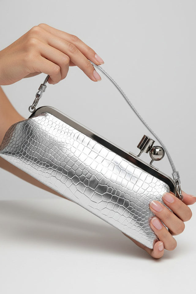 Paula Silver Clutch