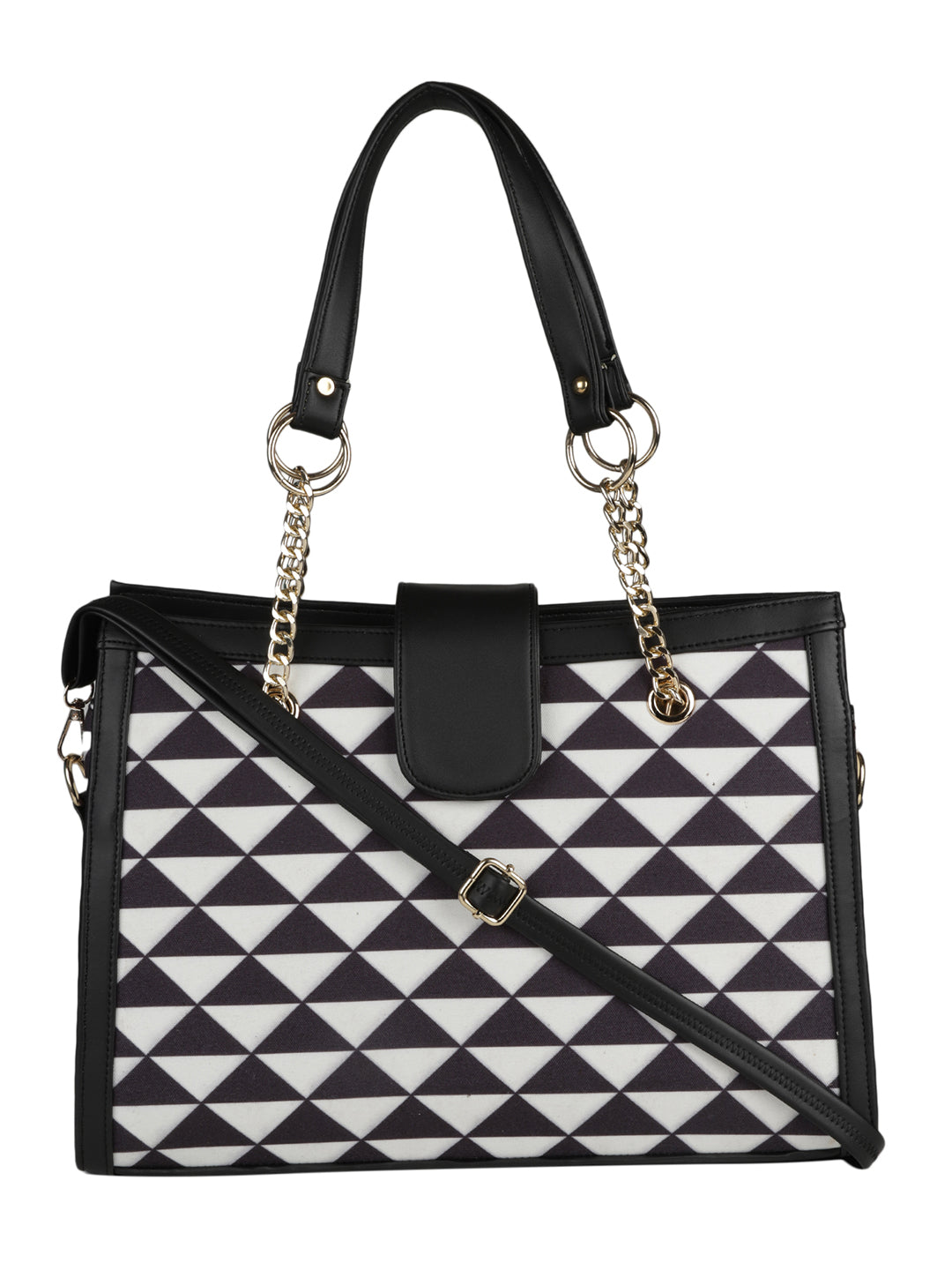 MINI WESST White Casual Checked Tote Bag(MWTB053PR)
