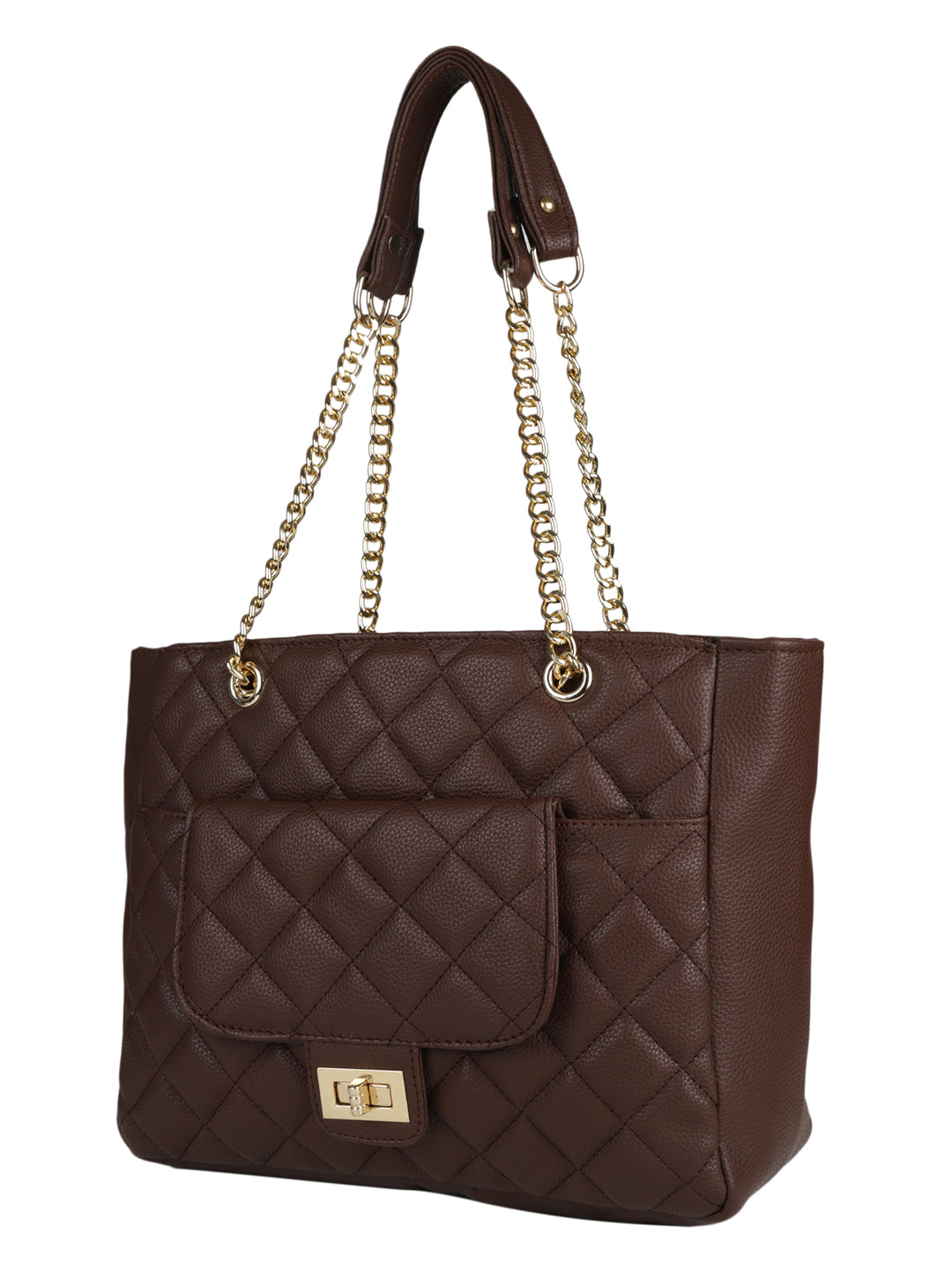 Brown Casual Solid Handheld Bag