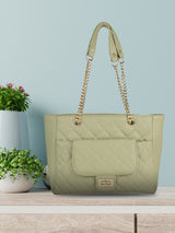 Green Casual Solid Handheld Bag