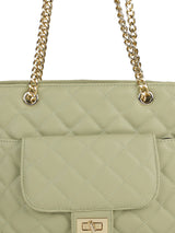 Green Casual Solid Handheld Bag