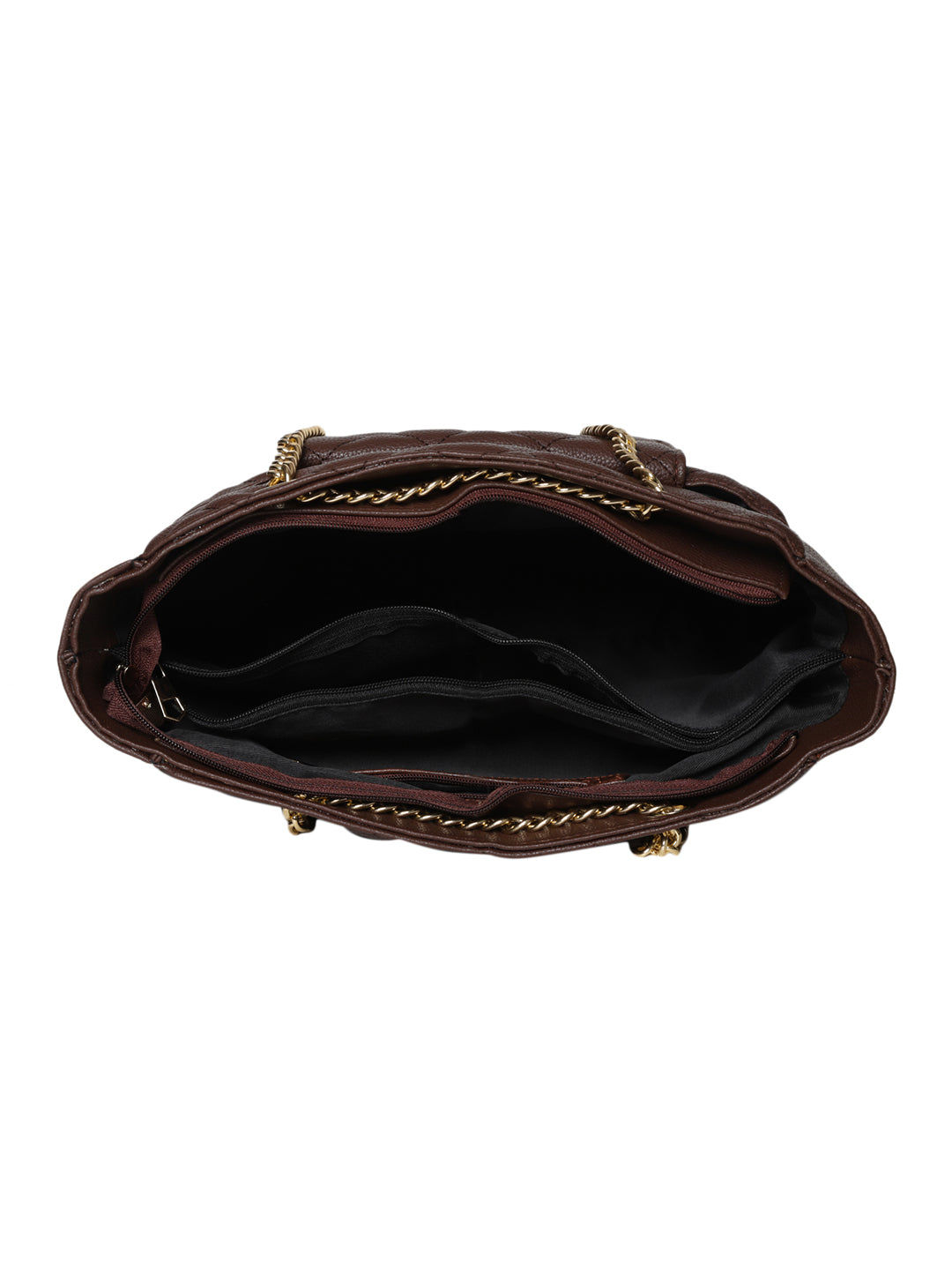 Brown Casual Solid Handheld Bag