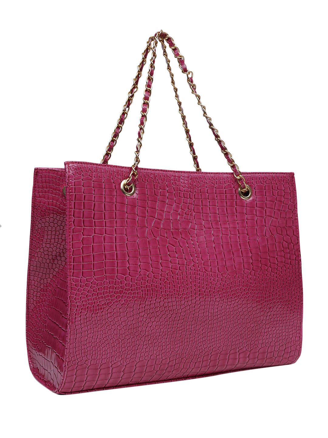 MINI WESST Pink Casual Solid Tote Bag with Moblie Pouch(MWTB055PK)