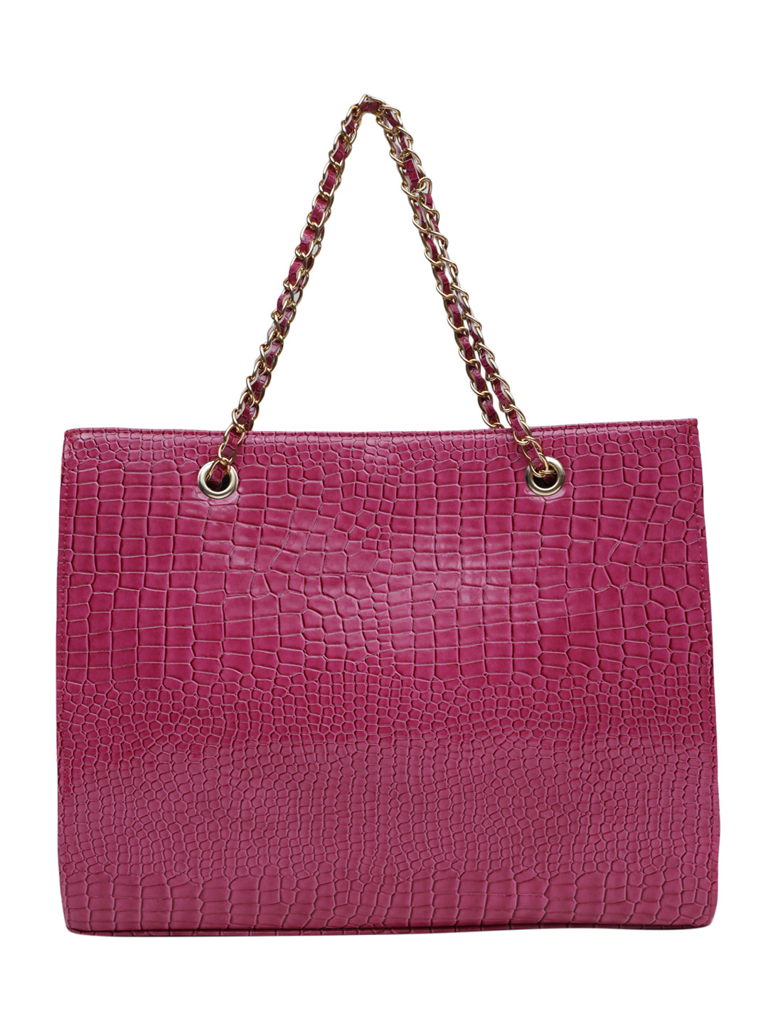 MINI WESST Pink Casual Solid Tote Bag with Moblie Pouch(MWTB055PK)