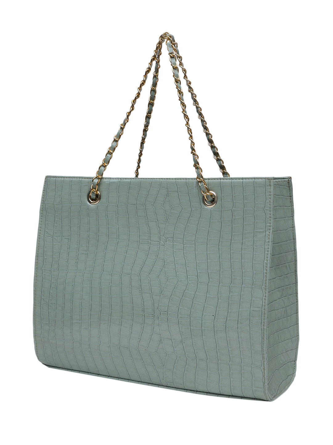 MINI WESST Green Casual Solid Tote Bag with Moblie Pouch(MWTB056GR)