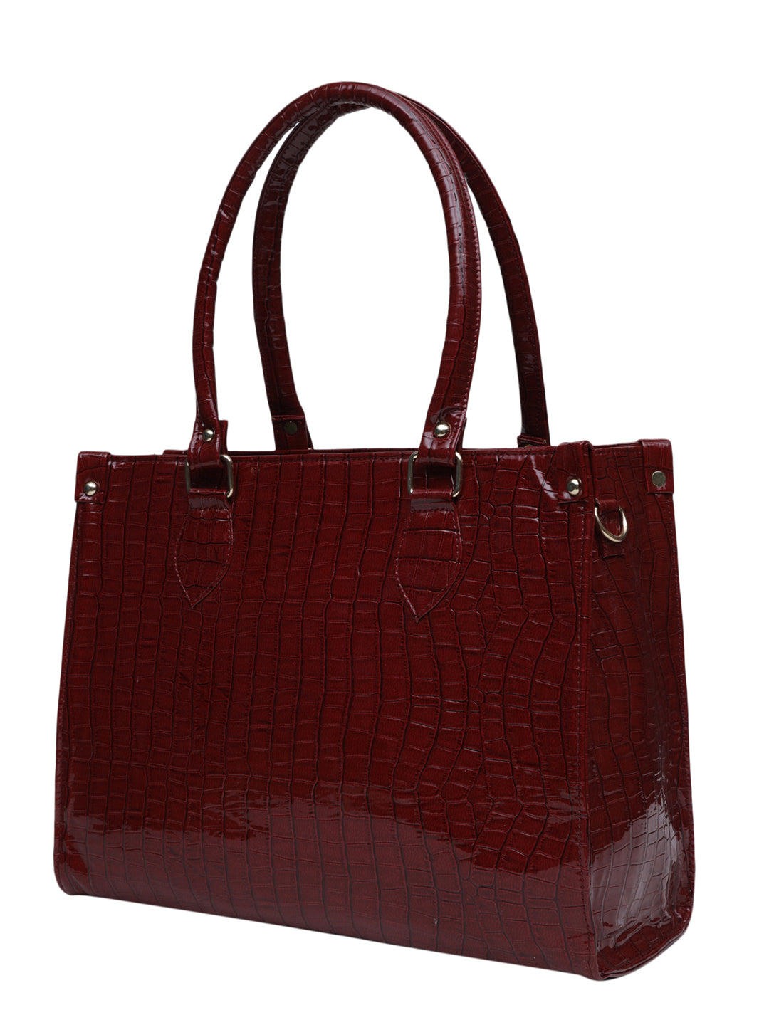 MINI WESST Red Casual Textured Tote Bag(MWTB060RD)