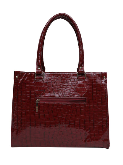 MINI WESST Red Casual Textured Tote Bag(MWTB060RD)