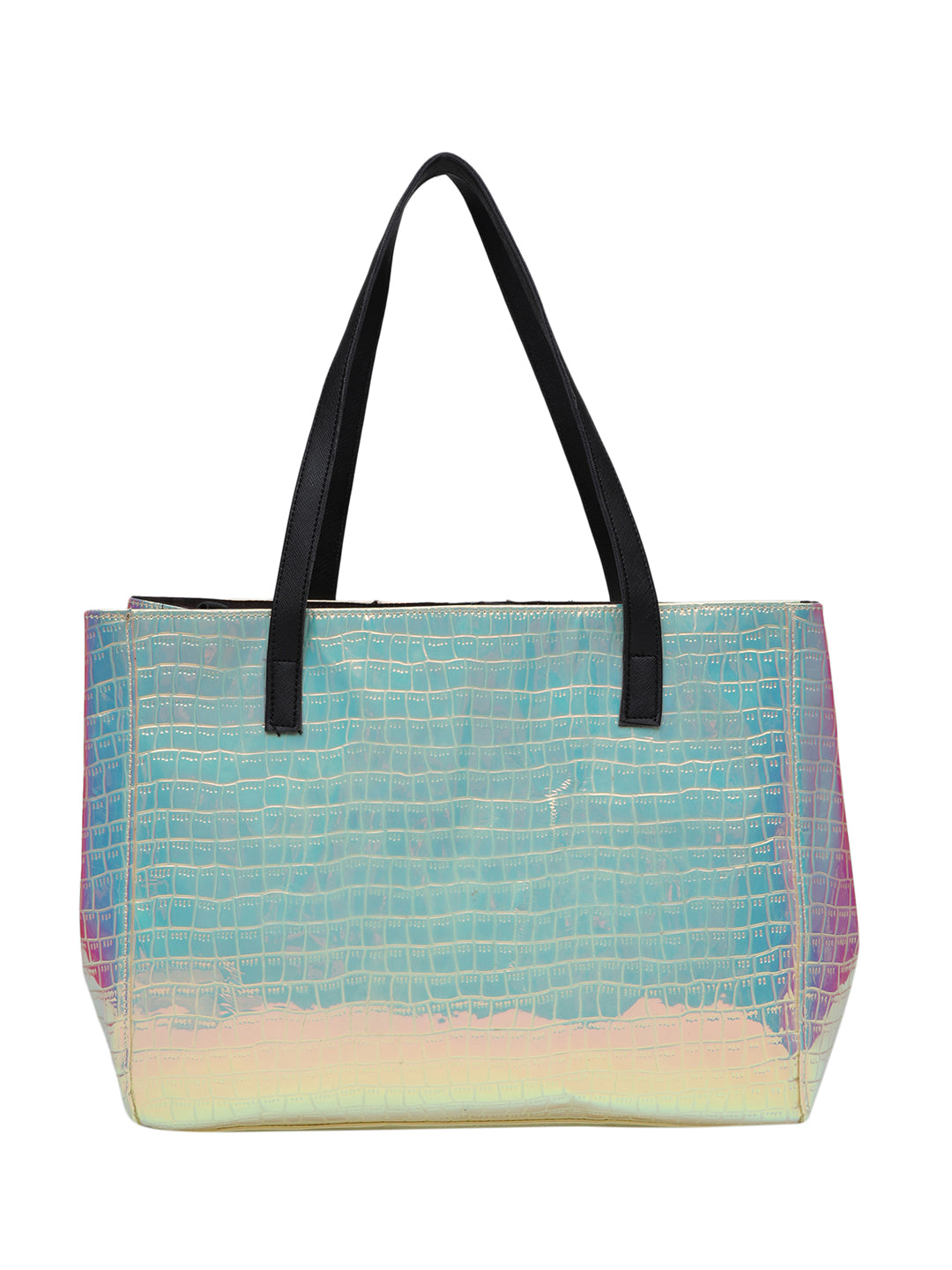 MINI WESST Green Casual Textured Tote Bag with Moblie Pouch(MWTB062GD)