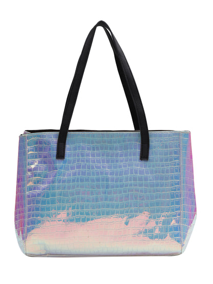 MINI WESST Pink Casual Textured Tote Bag with Moblie Pouch(MWTB061BB)
