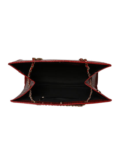 MINI WESST Red Casual Solid Tote Bag with Moblie Pouch(MWTB059RD)