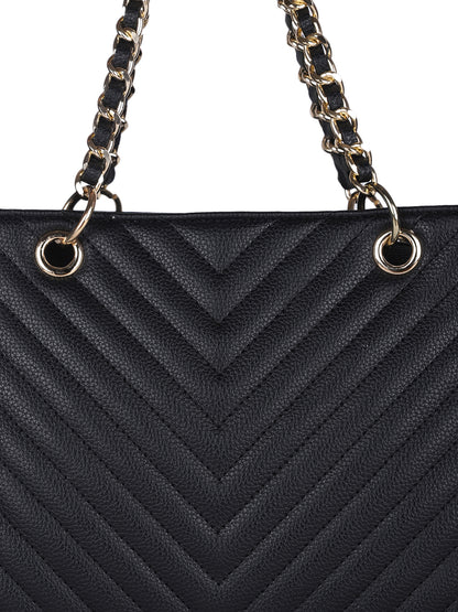MINI WESST Black Solid Handheld Bag(MWTB108BL)