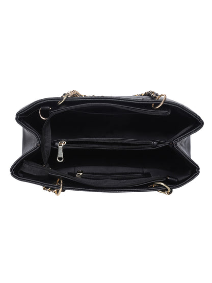 MINI WESST Black Solid Handheld Bag(MWTB108BL)