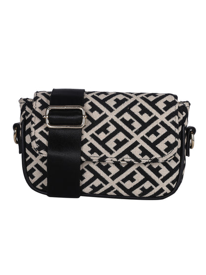 MINI WESST Black And White Graphic Sling Bag(MWHB234PR)