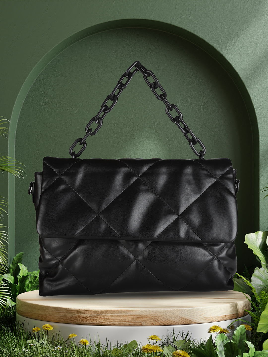 MINI WESST Black Casual Solid Sling Bag(MWHB154BL)