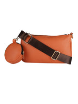 Orange Casual Solid Sling Bag with Round Pouch