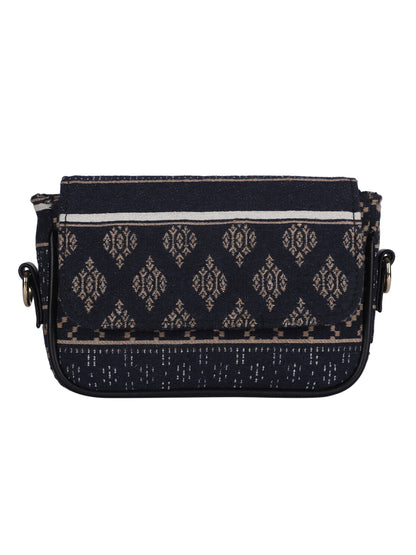MINI WESST Black Graphic Sling Bag(MWHB233PR)