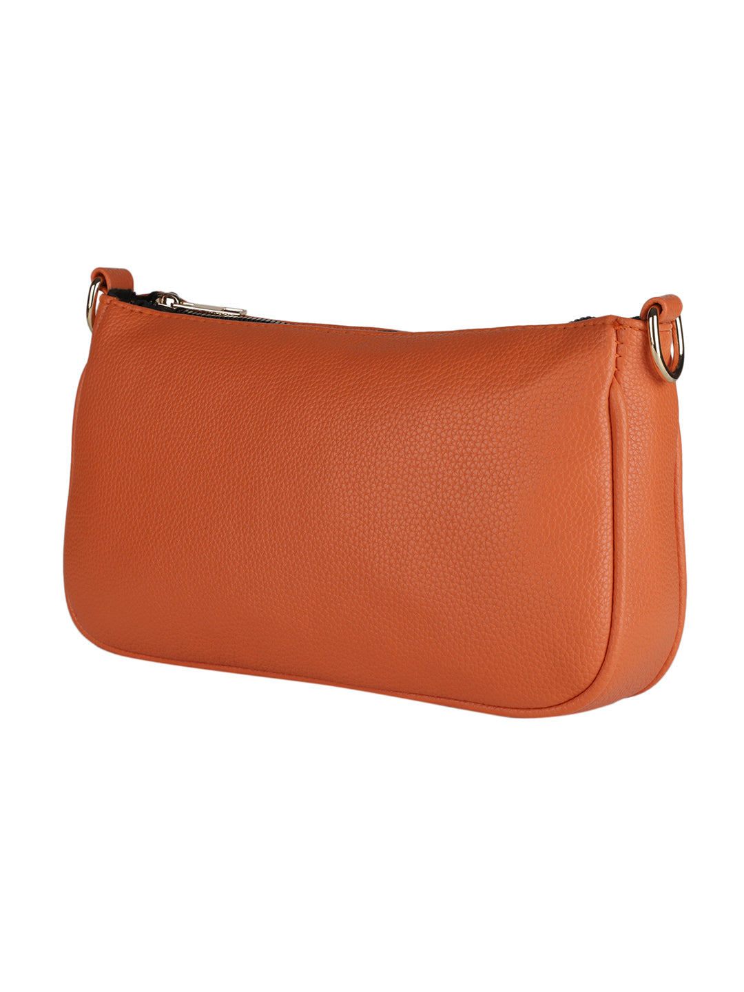 Orange Casual Solid Sling Bag with Round Pouch