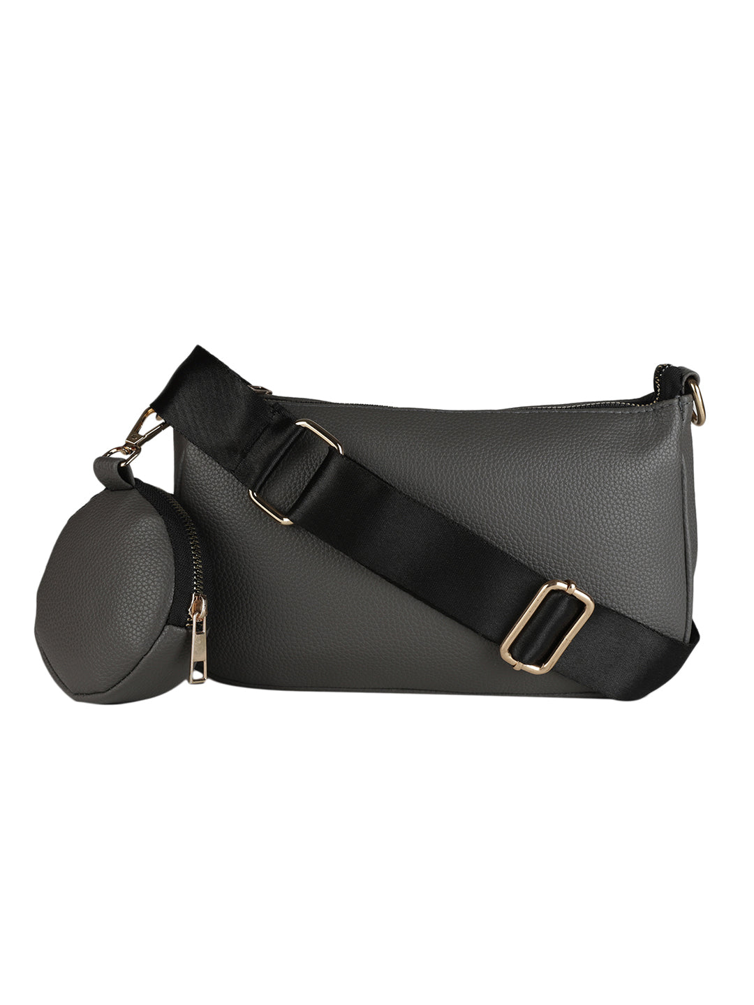 MINI WESST Grey Casual Solid Sling Bag with Round Pouch(MWHB158GY)