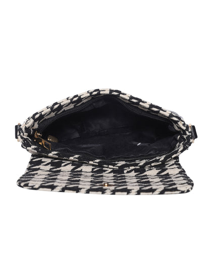 MINI WESST Black And White Graphic Sling Bag(MWHB230PR)