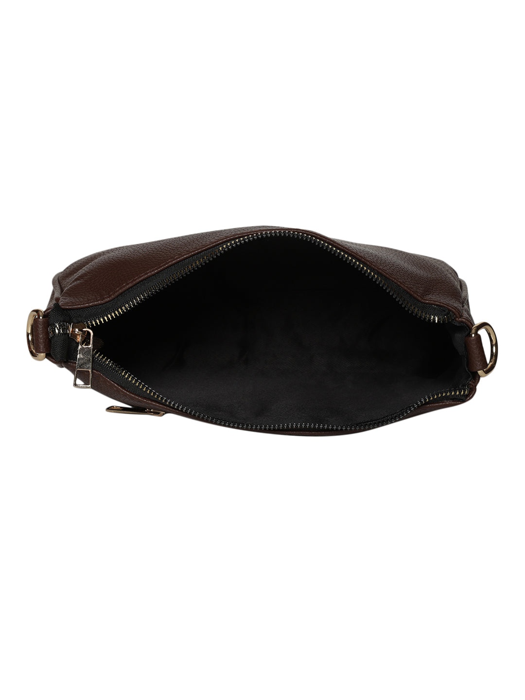 Brown Casual Solid Sling Bag with Round Pouch