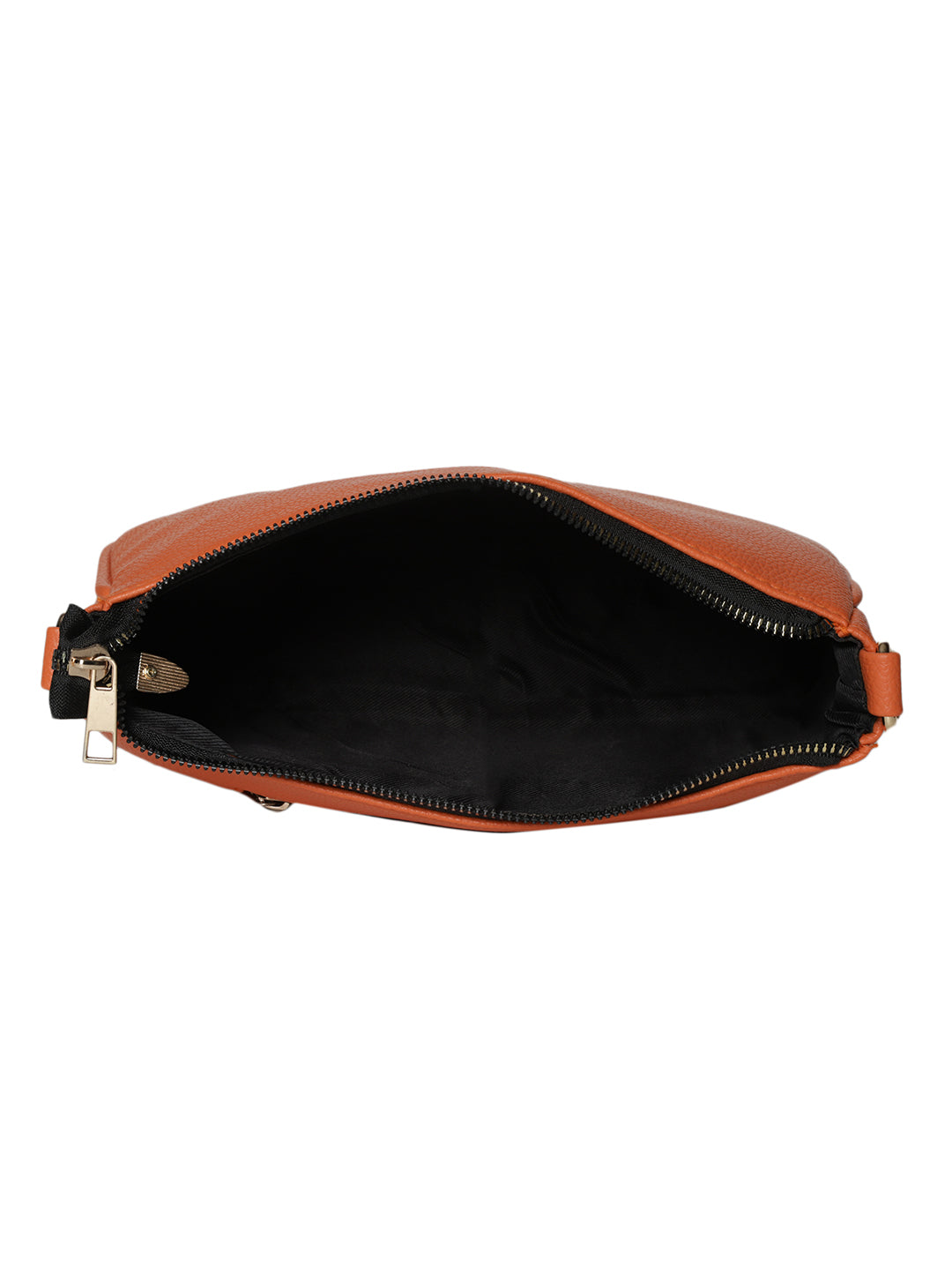 Orange Casual Solid Sling Bag with Round Pouch