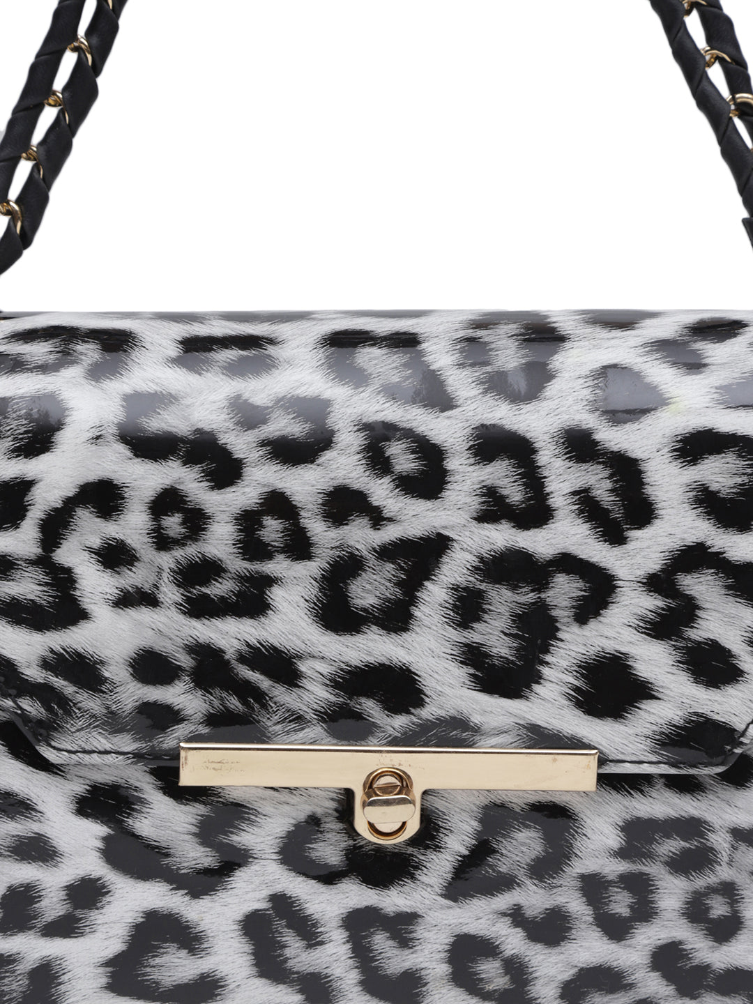 White Casual Animal Printed Handheld Bag