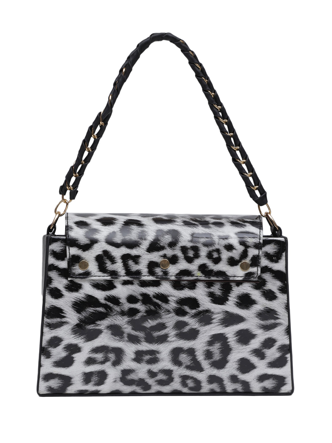 White Casual Animal Printed Handheld Bag