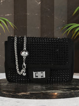 Black Party Ethnic Motifs Sling Bag