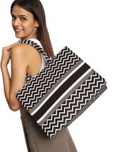 Multi Color zig zag tote bag