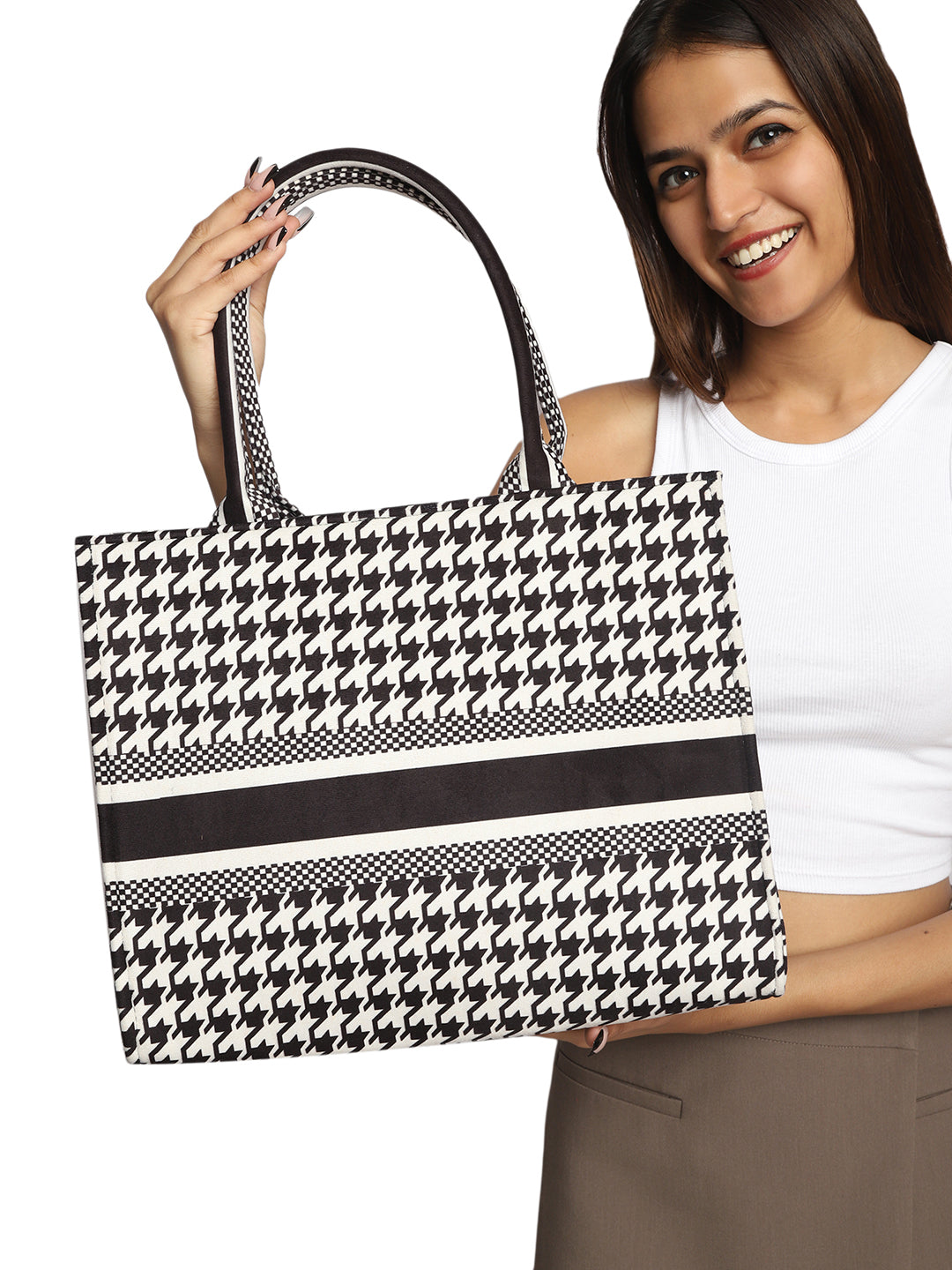 Mini Wesst Multi Color houndstooth tote bag(MWCUS002)