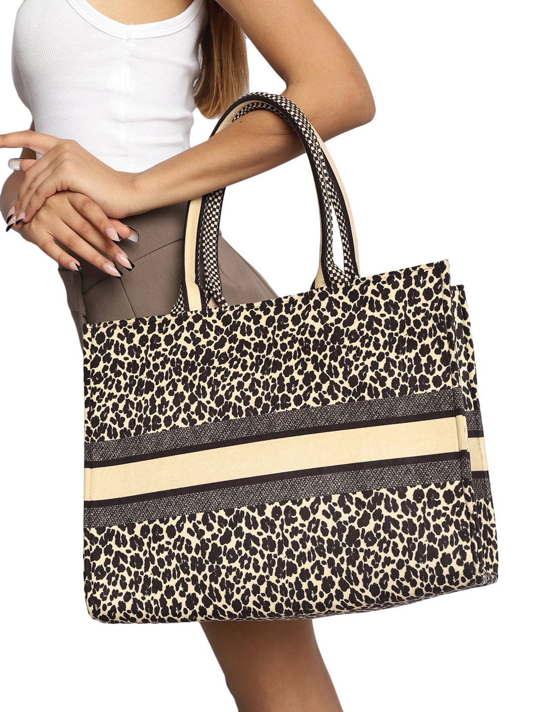 Multi Color leopard print tote bag