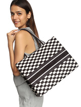 Multi Color chequered tote bag