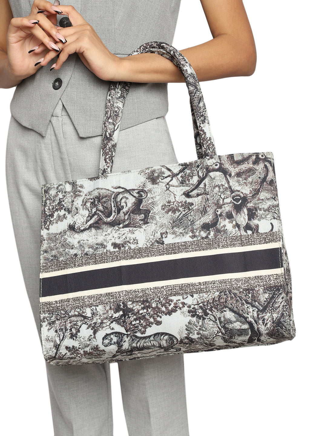 Women's Graphic Printed Canvas Tote Bag(MWCUS025)