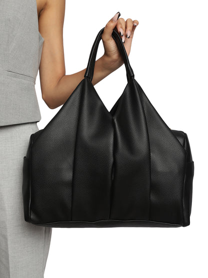 MINI WESST Black Solid Handheld Bag(MWTB112BL)