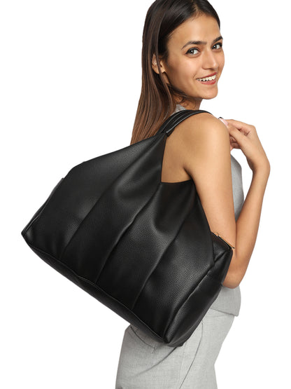 MINI WESST Black Solid Handheld Bag(MWTB112BL)