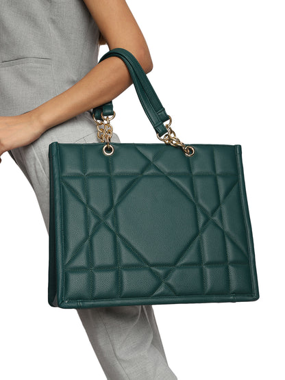 DENVER BAGS MINI WESST Green Textured Tote Bag(MWTB104GR)