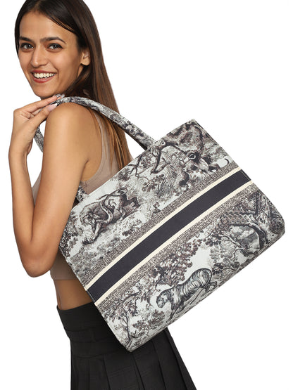 Women's Graphic Printed Canvas Tote Bag(MWCUS025)