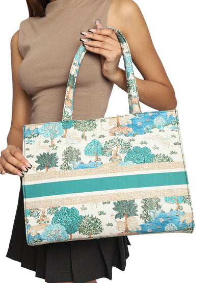 Women's Graphic Printed Canvas Tote Bag(MWCUS017)